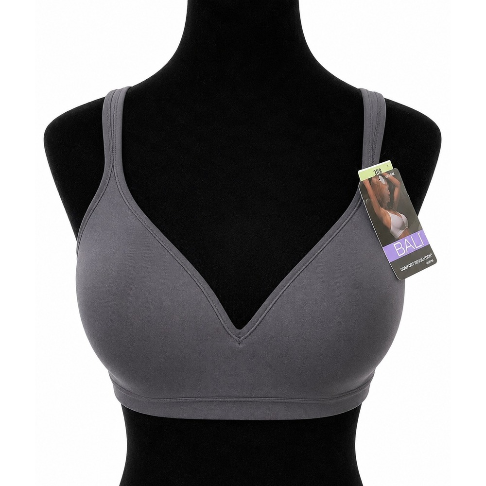 Bali Comfort Revolution Flexible Fit Padded Wirefree Bra 38B Black Nylon Stretch